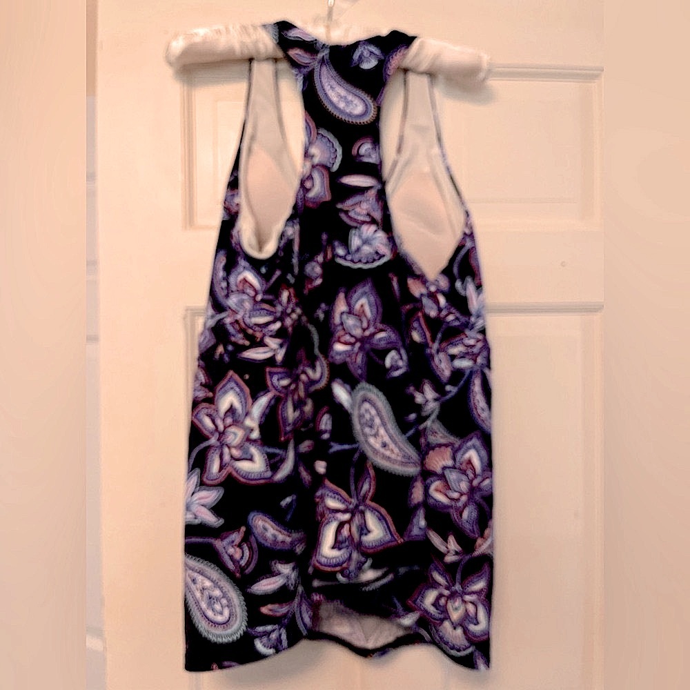 Lands' End Purple Floral Swim Tank Top - Picture 2 of 4
